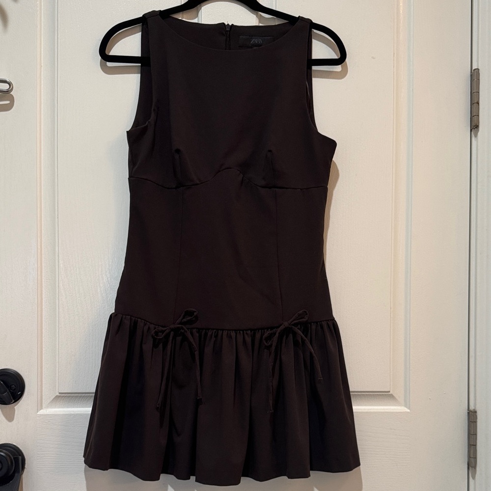 Zara Chocolate Brown Bow Dress - Picture 2 of 7